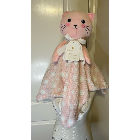 Heavenly Sent Kitty Cat Oversized Lovey Baby Security Blanket Pink Plush 30x30 - Picture 2 of 8